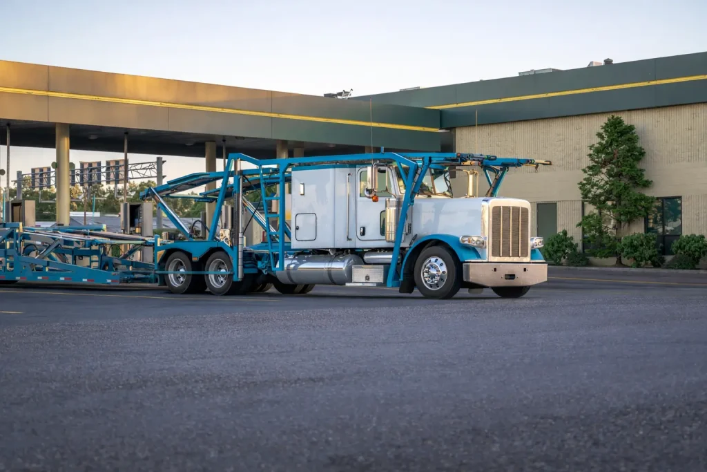 Classic White and Blue Truck Parked
